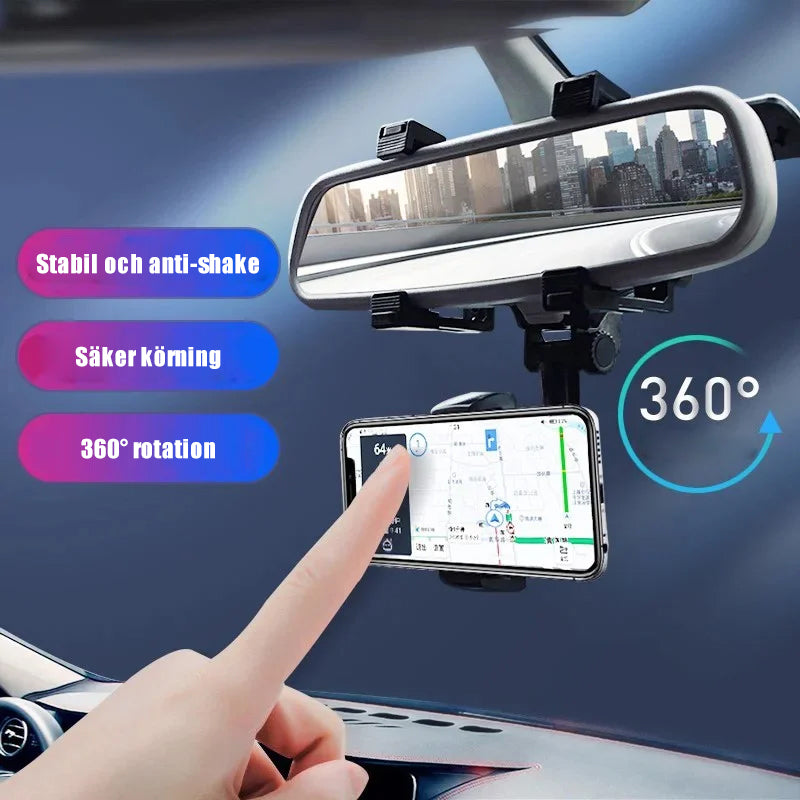 Multifunktionell 360° Bil Bakspegel Telefonhållare