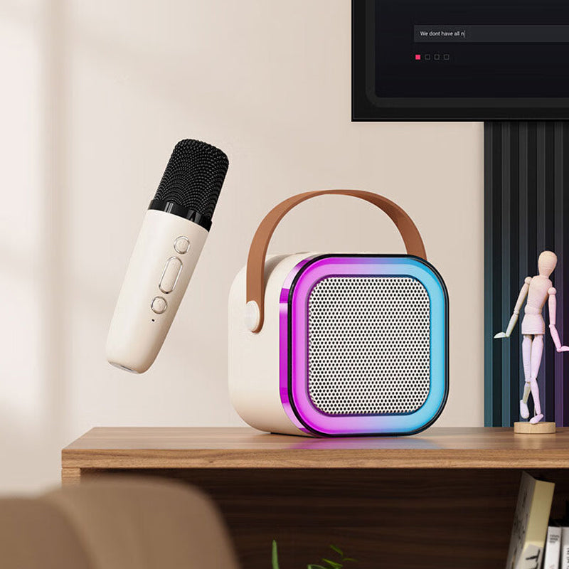 Mini karaokemaskin med trådlösa mikrofoner
