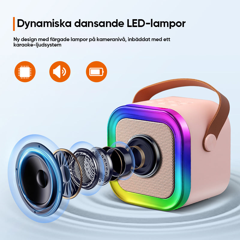 Mini karaokemaskin med trådlösa mikrofoner
