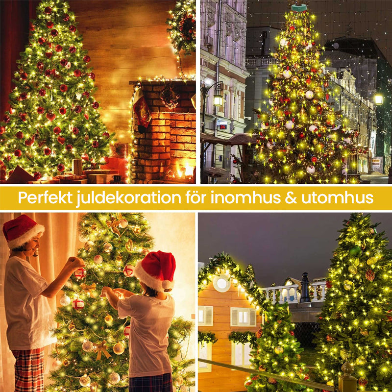 Julgran vattenfall ljus med ring