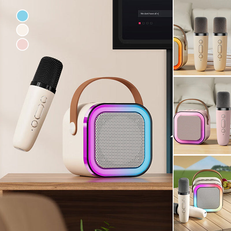 Mini karaokemaskin med trådlösa mikrofoner