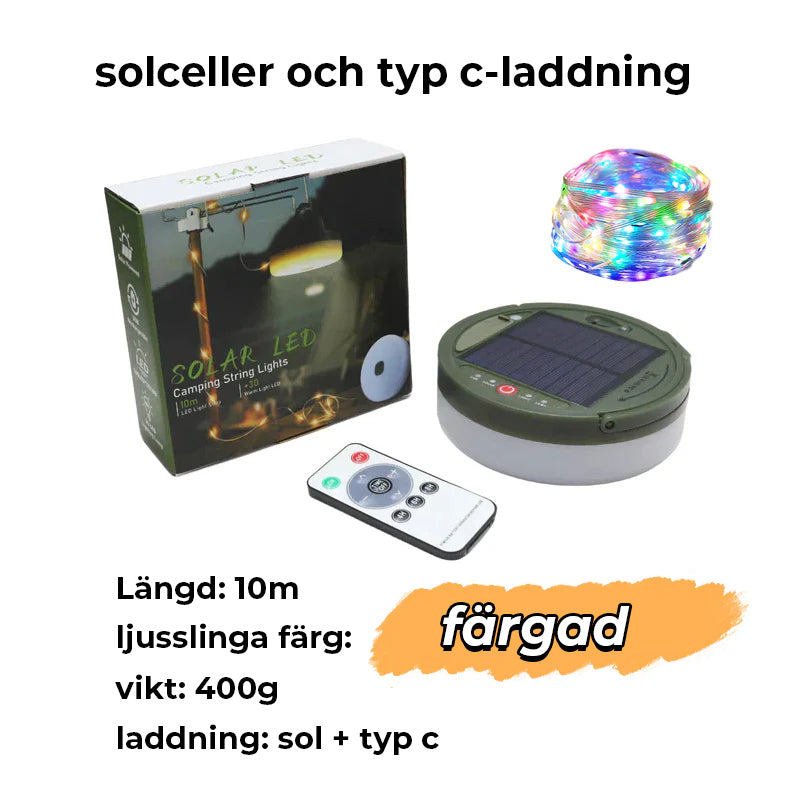 Utomhusvattentät, portabel och hopfällbar ljusslinga