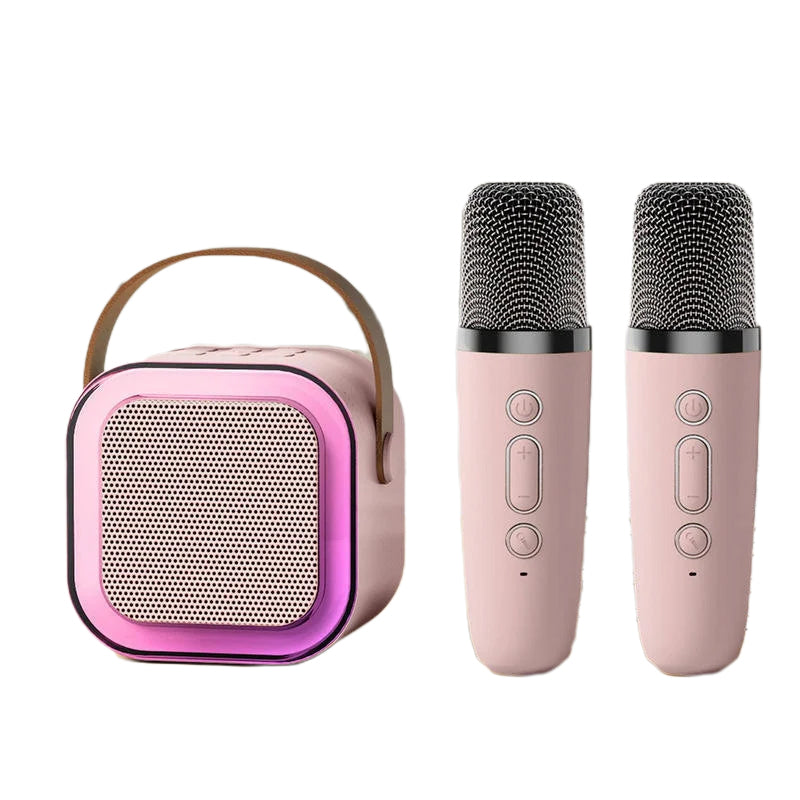 Mini karaokemaskin med trådlösa mikrofoner