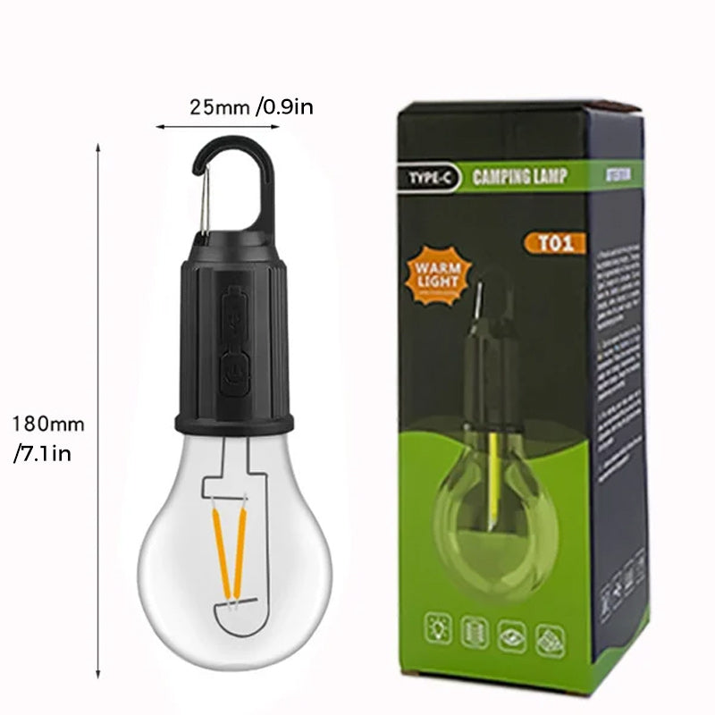 Nytt utomhuscamping hängande lampa med Type-C-laddning i retrostil