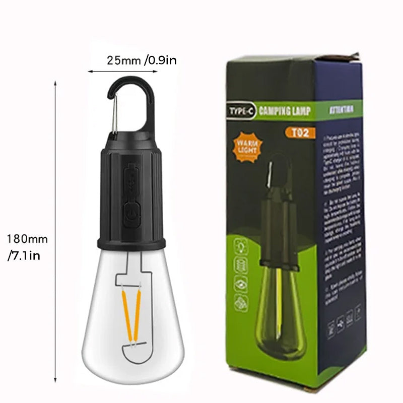 Nytt utomhuscamping hängande lampa med Type-C-laddning i retrostil