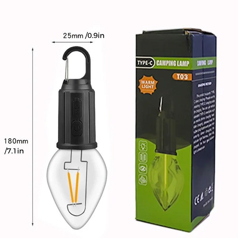 Nytt utomhuscamping hängande lampa med Type-C-laddning i retrostil