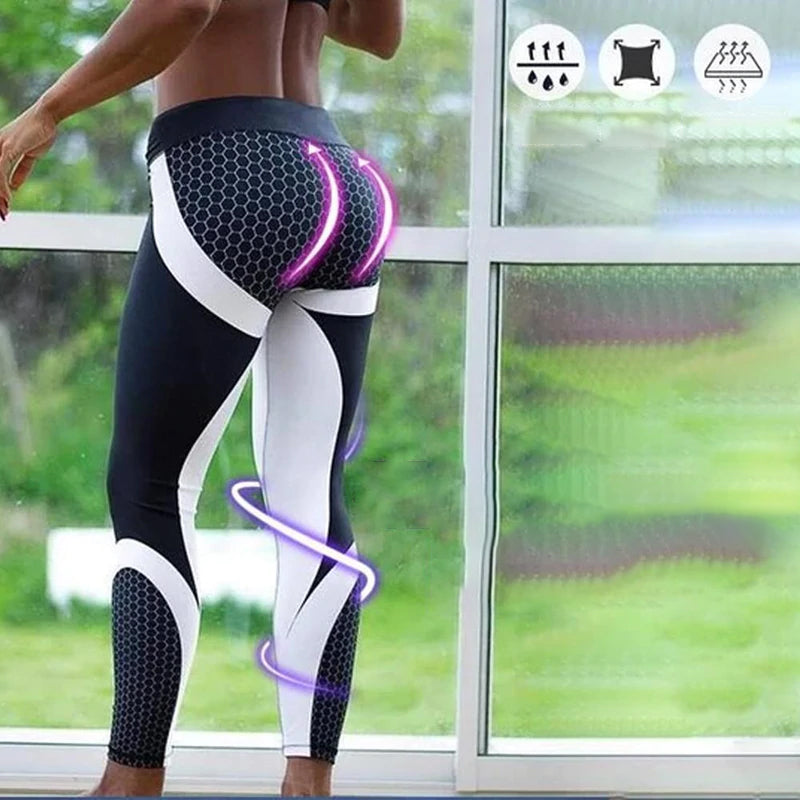 Dina yogabyxor med hög midja geometriskt tryck
