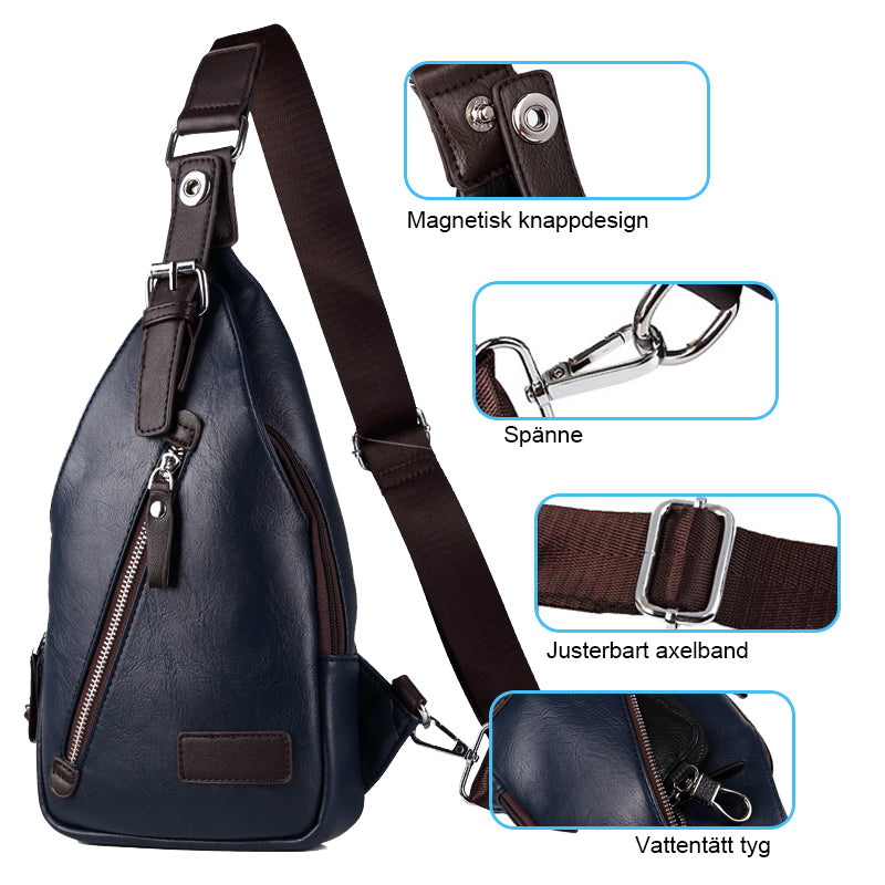 En axel crossbody-läder Bröstväska